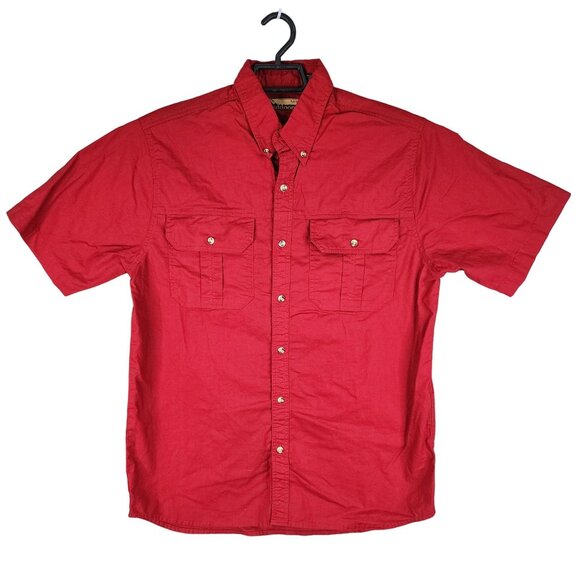 Mens Red R&R Outdoors Shirt Short Sleeve Button Up 100% Cotton Size M - Picture 1 of 11